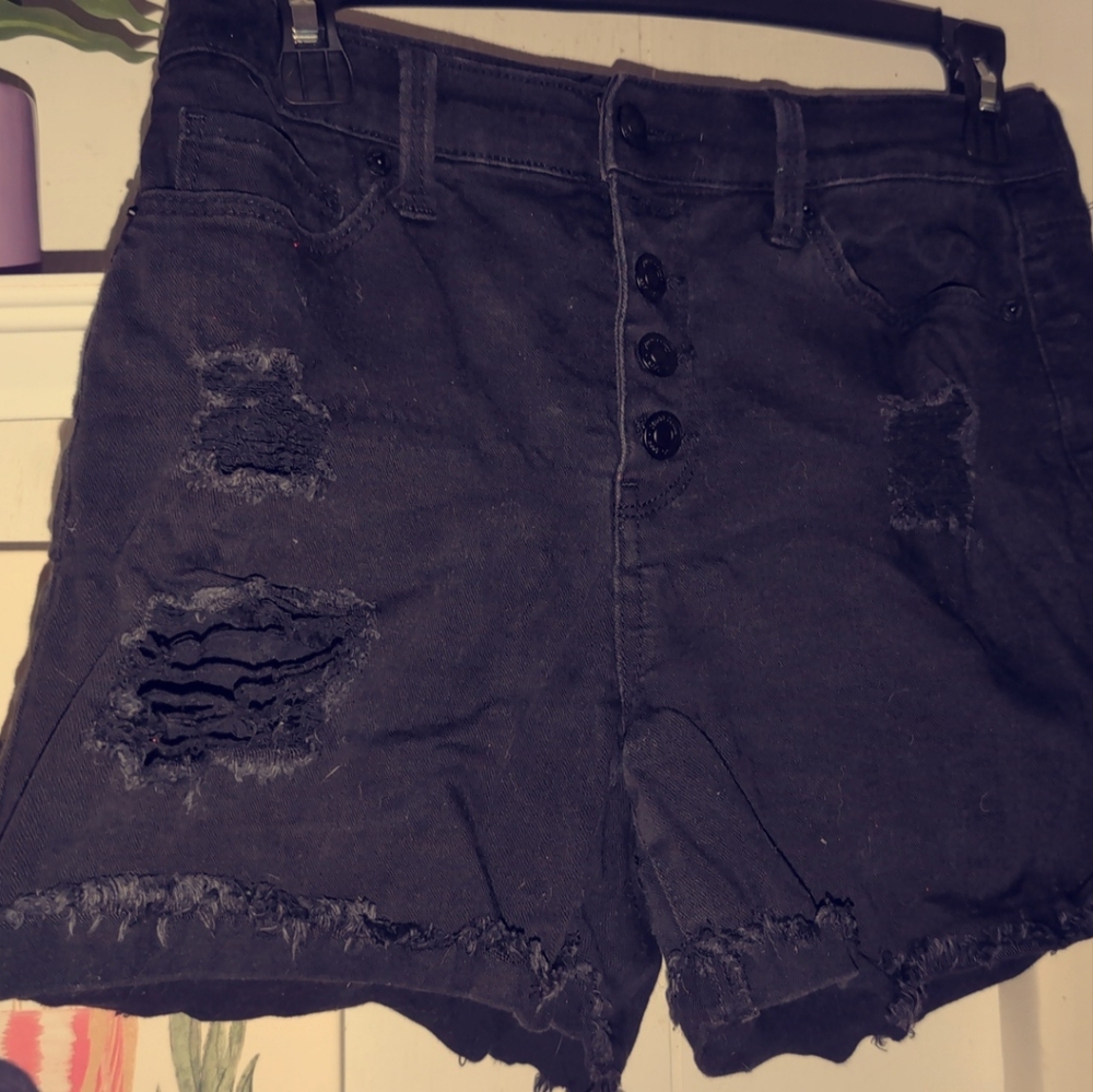 Mudd Black Distressed Women Shorts